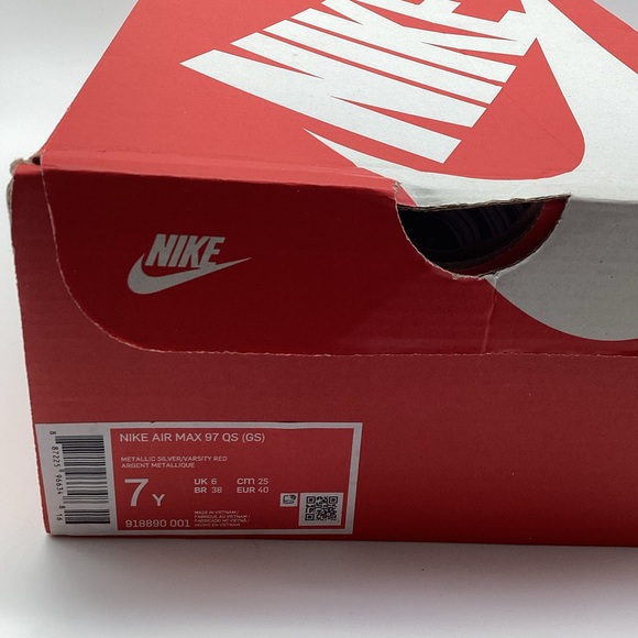Nike Air Max 97 QS GS Metallic Silver/Varsity Red/White Grade School Kids' Shoe - Picture 13 of 16
